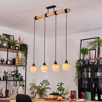Bongal Hängeleuchte Naturfarben, Schwarz, 4-flammig