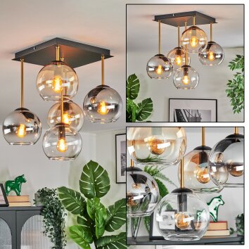 Koyoto Deckenleuchte Glas 15 cm Gold, Schwarz, 5-flammig