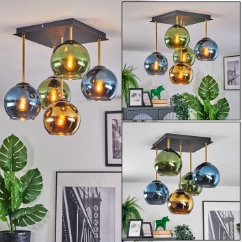 Koyoto Deckenleuchte Glas 15 cm Gold, Schwarz, 5-flammig