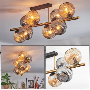 Ripoll Deckenleuchte Glas 15 cm Gold, Schwarz, 8-flammig