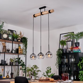 Koyoto Hängeleuchte Glas 15 cm Naturfarben, Schwarz, 3-flammig