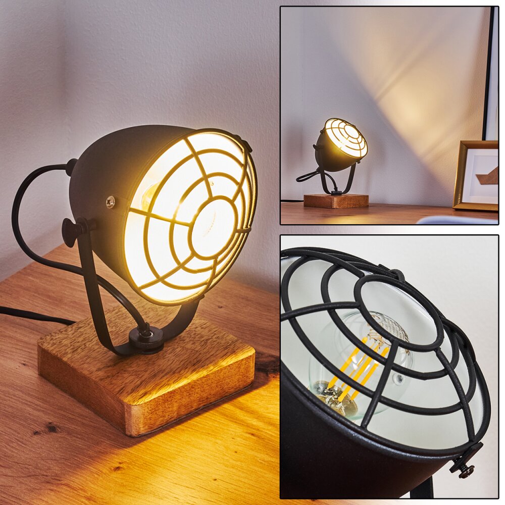 Malix Tischleuchte Holz hell, Schwarz, 1-flammig main product photo