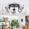Koyoto Deckenleuchte Glas 15 cm Klar, Rauchfarben, 3-flammig
