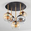 Koyoto Deckenleuchte Glas 15 cm Messing, Schwarz, 5-flammig