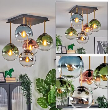 Gastor Deckenleuchte Glas 15 cm Gold, Schwarz, 5-flammig