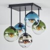 Gastor Deckenleuchte Glas 15 cm Blau, Chrom, Grün, Klar, Rauchfarben, 5-flammig