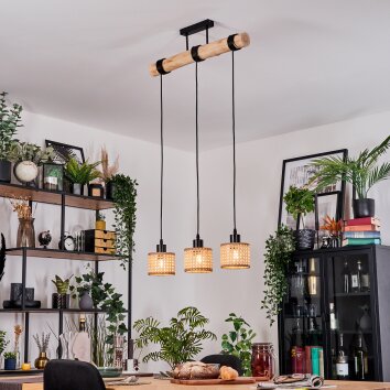 Barcos Hängeleuchte Naturfarben, Schwarz, 3-flammig