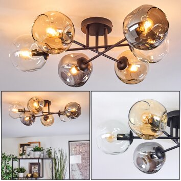 Ripoll Deckenleuchte Glas 15 cm Bernsteinfarben, Klar, Rauchfarben, 6-flammig