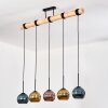 Koyoto Hängeleuchte Glas 15 cm Naturfarben, Schwarz, 5-flammig