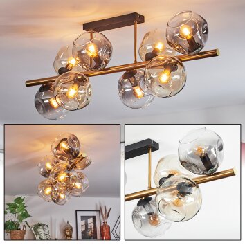 Ripoll Deckenleuchte Glas 15 cm Gold, Schwarz, 8-flammig