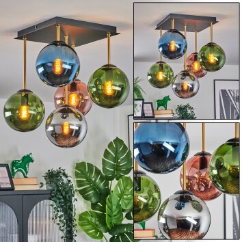 Gastor Deckenleuchte Glas 15 cm Gold, Schwarz, 5-flammig