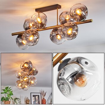 Ripoll Deckenleuchte Glas 15 cm Gold, Schwarz, 8-flammig