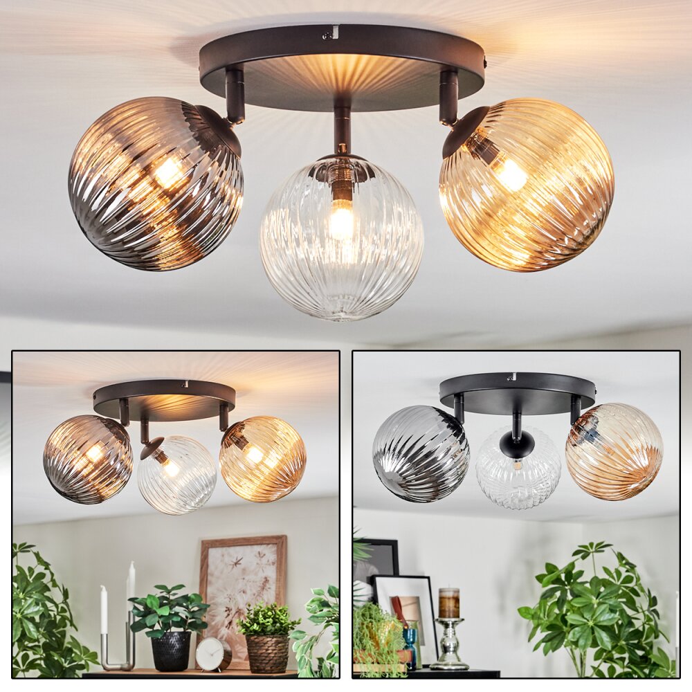 Chehalis Deckenleuchte Glas 15 cm Bernsteinfarben, Klar, Rauchfarben, 3-flammig main product photo