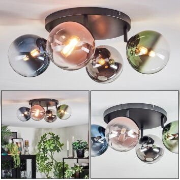 Chehalis Deckenleuchte Glas 15 cm Blau, Chrom, Grün, Klar, Kupferfarben, Rauchfarben, 4-flammig Chehalis Deckenleuchte Glas 15 cm Blau, Chrom, Grün, Klar, Kupferfarben, Rauchfarben, 4-flammig