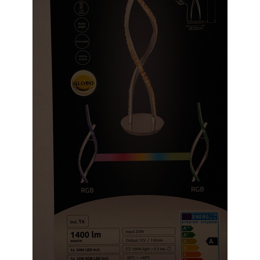 Assuan Stehlampe LED Chrom, 1-flammig, Fernbedienung, Farbwechsler