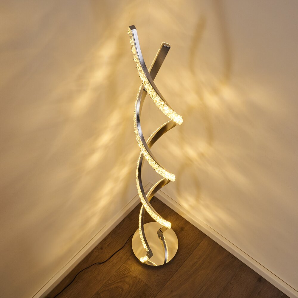 Assuan Stehlampe LED Chrom, 1-flammig, Fernbedienung, Farbwechsler