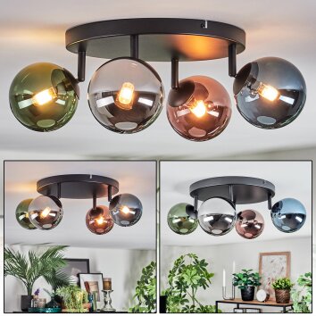 Chehalis Deckenleuchte Glas 12 cm Blau, Chrom, Grün, Kupferfarben, Rauchfarben, 4-flammig