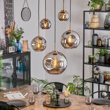 Ripoll Hängeleuchte Glas 15 cm, 20 cm, 25 cm, 30 cm Gold, Schwarz, 5-flammig