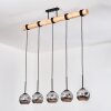 Ripoll Hängeleuchte Glas 15 cm Naturfarben, Schwarz, 5-flammig