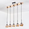 Ripoll Hängeleuchte Glas 15 cm Naturfarben, Schwarz, 5-flammig
