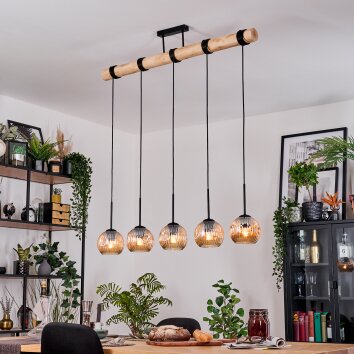 Ripoll Hängeleuchte Glas 15 cm Naturfarben, Schwarz, 5-flammig