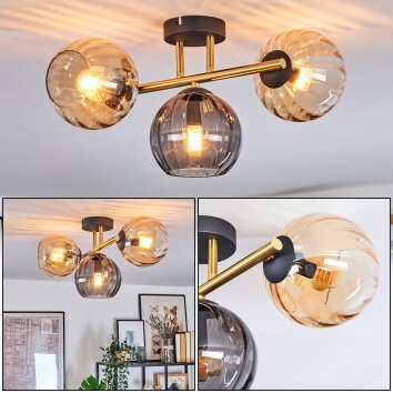 Koyoto Deckenleuchte Glas 15 cm Gold, Schwarz, 3-flammig