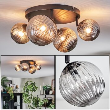 Chehalis Deckenleuchte Glas 12 cm, 15 cm Rauchfarben, 4-flammig