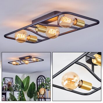 Moral Deckenleuchte Messing, Schwarz, 3-flammig