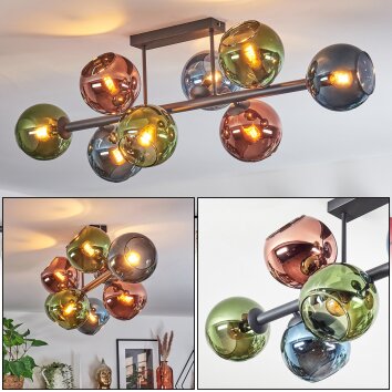 Koyoto Deckenleuchte Glas 15 cm Blau, Grün, Kupferfarben, 8-flammig