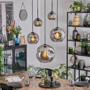 Ripoll Hängeleuchte Glas 15 cm, 20 cm, 25 cm, 30 cm Rauchfarben, 5-flammig