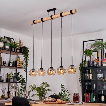 Ripoll Hängeleuchte Glas 15 cm Naturfarben, Schwarz, 5-flammig