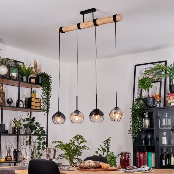 Koyoto Hängeleuchte Glas 15 cm Naturfarben, Schwarz, 4-flammig