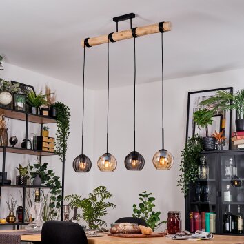 Koyoto Hängeleuchte Glas 15 cm Naturfarben, Schwarz, 4-flammig