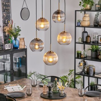 Koyoto Hängeleuchte Glas 20 cm Gold, Schwarz, 5-flammig