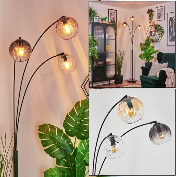 Koyoto Stehleuchte Glas 15 cm Bernsteinfarben, Klar, Rauchfarben, 3-flammig