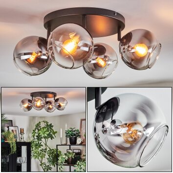 Koyoto Deckenleuchte Glas 15 cm Chrom, Klar, Rauchfarben, 4-flammig
