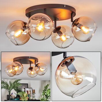 Koyoto Deckenleuchte Glas 15 cm Bernsteinfarben, Klar, 4-flammig