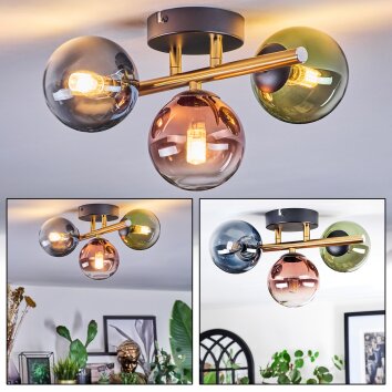 Chehalis Deckenleuchte Glas 10 cm Gold, Schwarz, 3-flammig