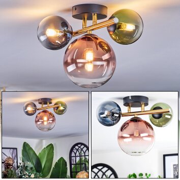 Chehalis Deckenleuchte Glas 15 cm Gold, Schwarz, 3-flammig Chehalis Deckenleuchte Glas 15 cm Gold, Schwarz, 3-flammig