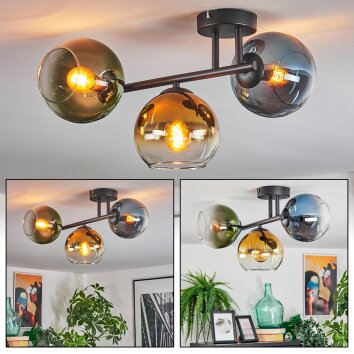 Koyoto Deckenleuchte Glas 15 cm Blau, Gold, Grün, Klar, 3-flammig