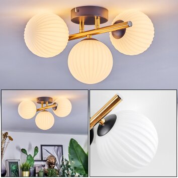 Chehalis Deckenleuchte Glas 12 cm Gold, Schwarz, 3-flammig Chehalis Deckenleuchte Glas 12 cm Gold, Schwarz, 3-flammig