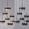 Paul Neuhaus PURE Falling Rings Pendelleuchte LED Schwarz, Transparent, Klar, 7-flammig, Fernbedienung