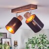Fallhagen Deckenleuchte Chrom, Holz dunkel, 2-flammig