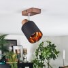 Fallhagen Deckenleuchte Chrom, Holz dunkel, 1-flammig