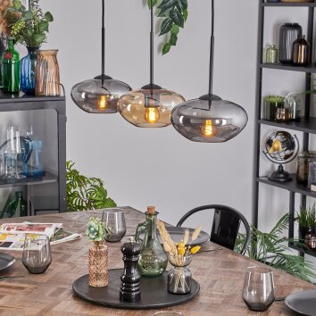 Mertola Hängeleuchte Glas 20 cm Bernsteinfarben, Rauchfarben, 3-flammig