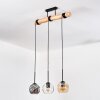 Ripoll Hängeleuchte Glas 15 cm Naturfarben, Schwarz, 3-flammig
