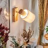 Fallhagen Wandleuchte Chrom, Holz hell, 1-flammig