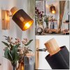 Fallhagen Wandleuchte Chrom, Holz hell, 1-flammig