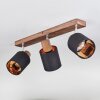 Fallhagen Deckenleuchte Chrom, Holz dunkel, 3-flammig