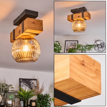 Sernadelo Deckenleuchte Glas 15 cm Naturfarben, Schwarz, 1-flammig